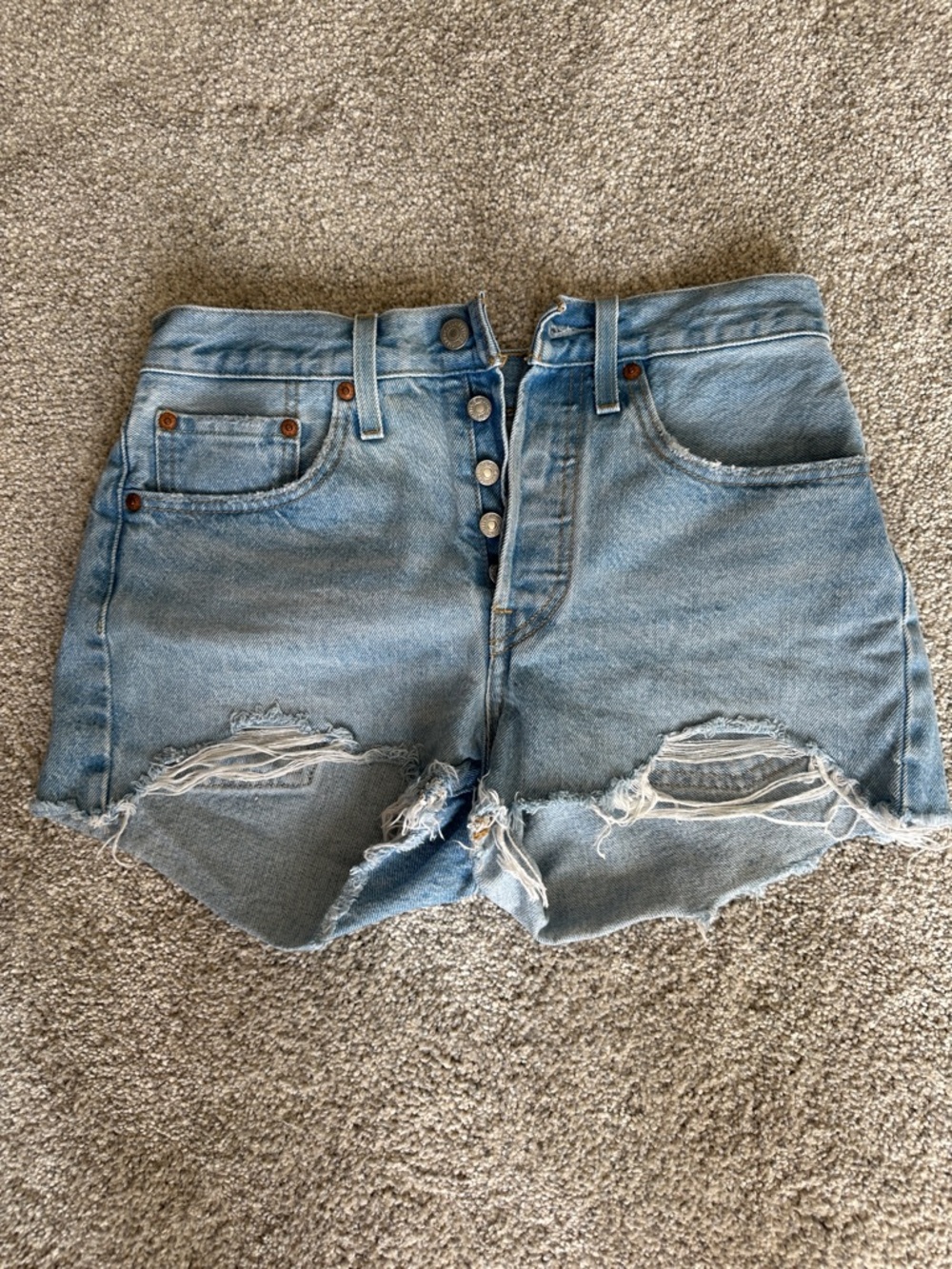 Levi’s Light Blue Distressed Denim Women's Shorts